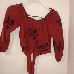 LA Hearts Quarter Sleeve Crop Top